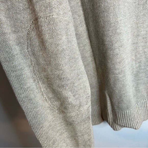 Gap Mens Sweater Large Tan Henley Wool Blend Double Elbows Mock Neck Pockets - Picture 12 of 12